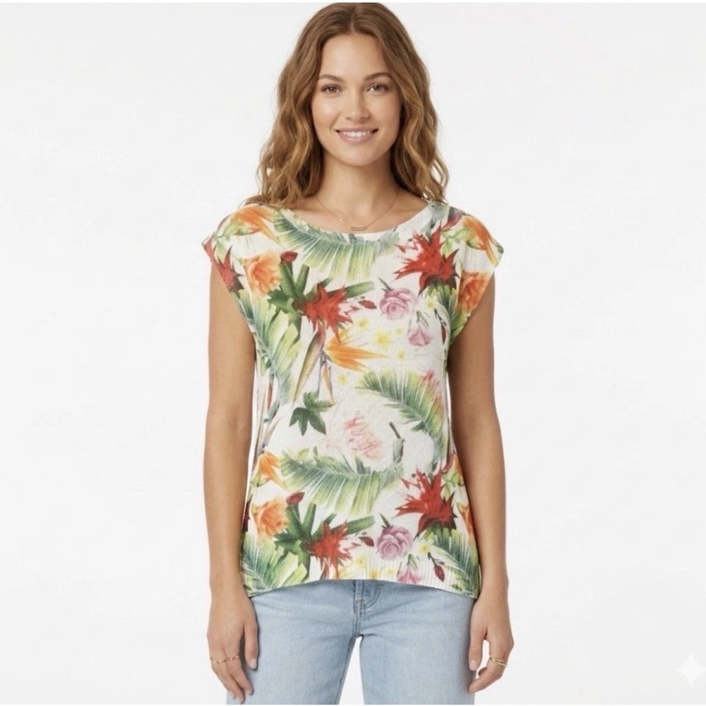 Luisa Ricci Made in Italy Tropical Palm Coastal Top/Blouse